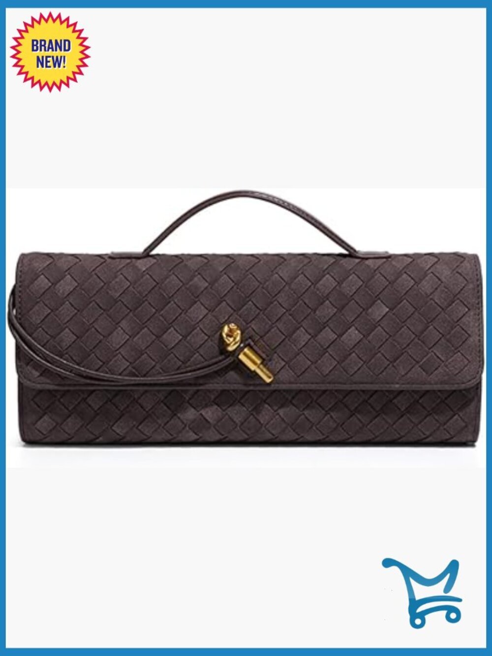 PU Leather Woven Shoulder Bag Evening Clutch Crossbody Purse Satchel